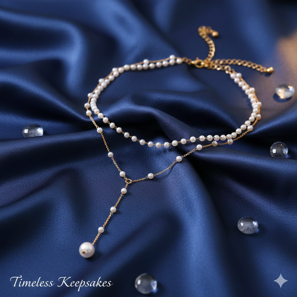 Bohemian Double-Layered Pearl Choker – Chic Tassel Ball Pendant Necklace for Women