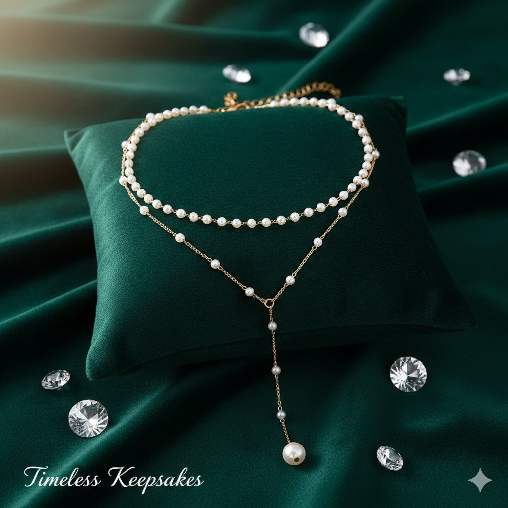 Bohemian Double-Layered Pearl Choker – Chic Tassel Ball Pendant Necklace for Women