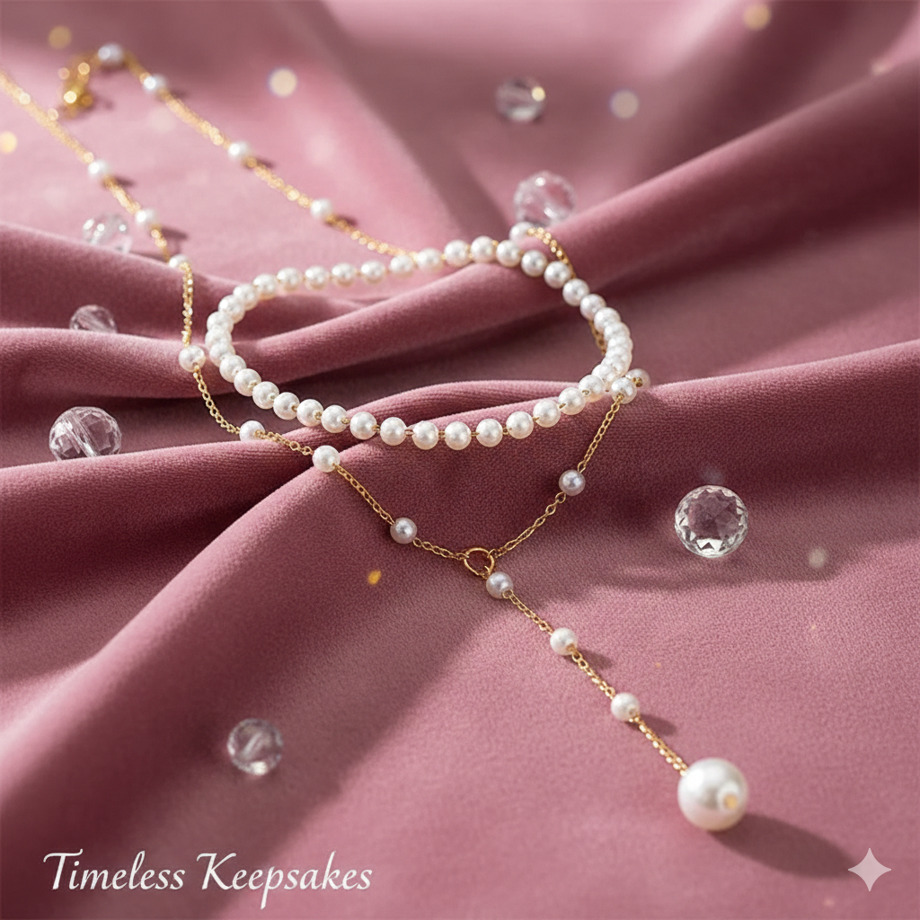 Bohemian Double-Layered Pearl Choker – Chic Tassel Ball Pendant Necklace for Women