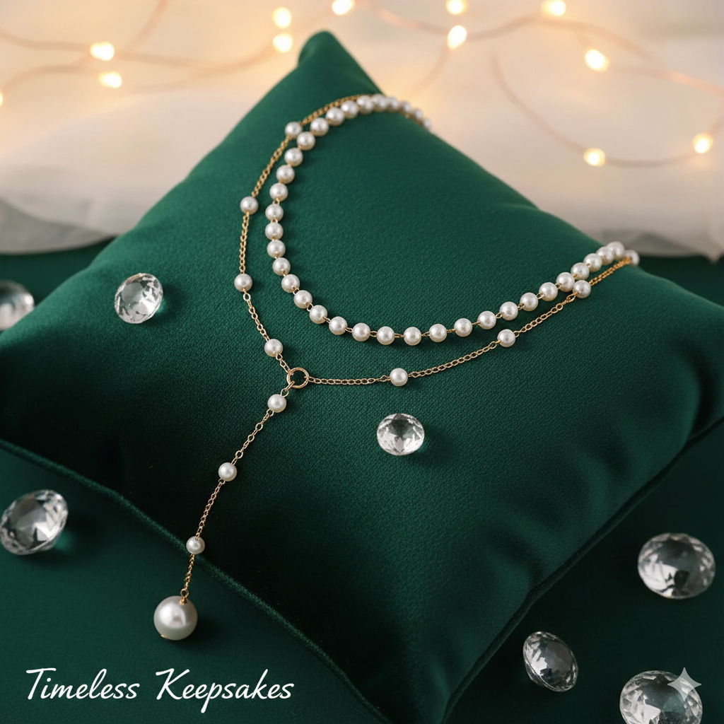 Bohemian Double-Layered Pearl Choker – Chic Tassel Ball Pendant Necklace for Women