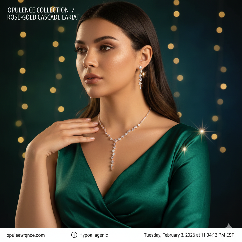 Elegant Sparkling Rhinestone Wedding Jewelry Set for Brides | Silver-Plated Geometric Necklace & Earrings Set for Bridesmaids, Prom & Formal Parties