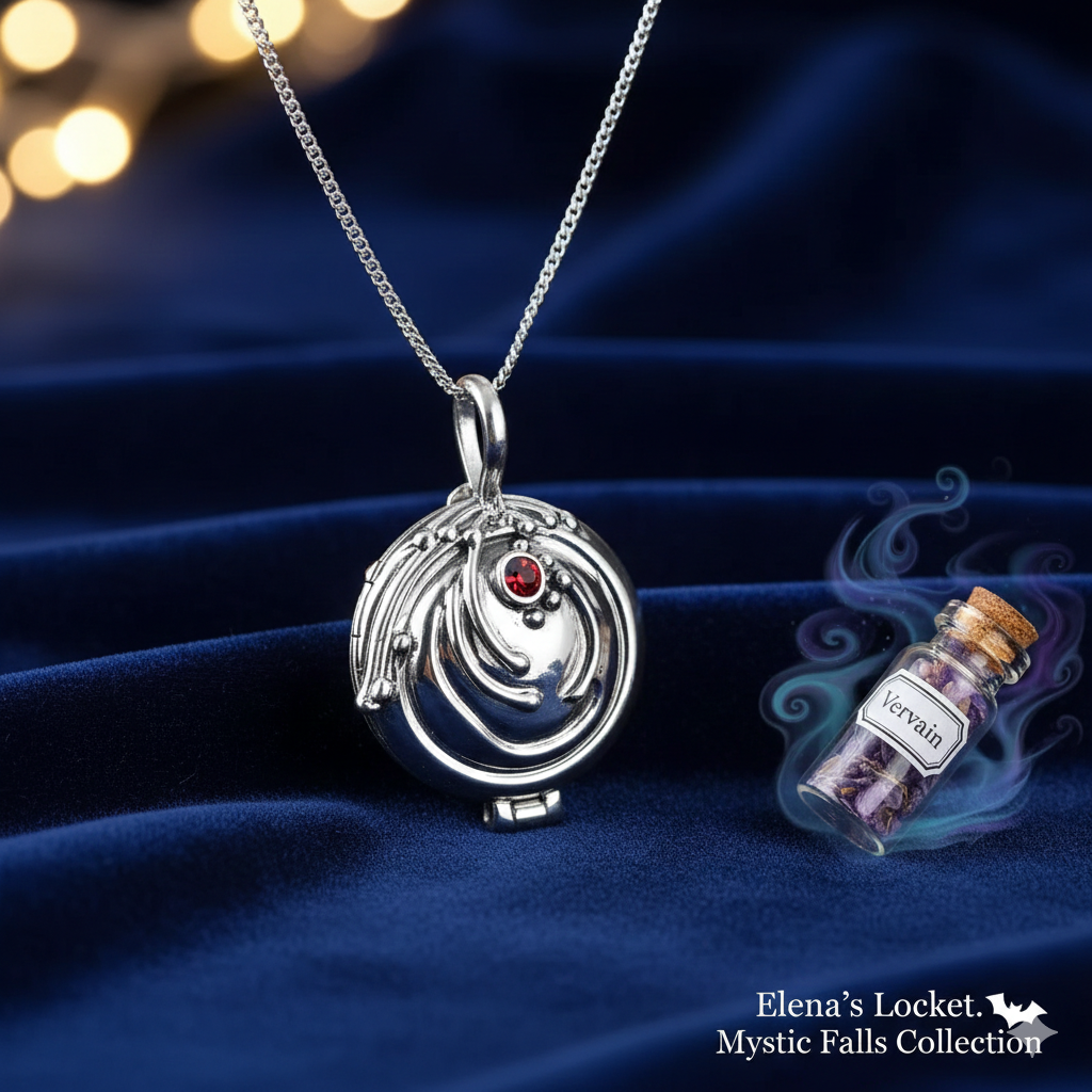 Gothic Romantic Heart Locket Necklace - Elena Gilbert Inspired Vervain Pendant - Unique Christmas & Anniversary Gift for Her