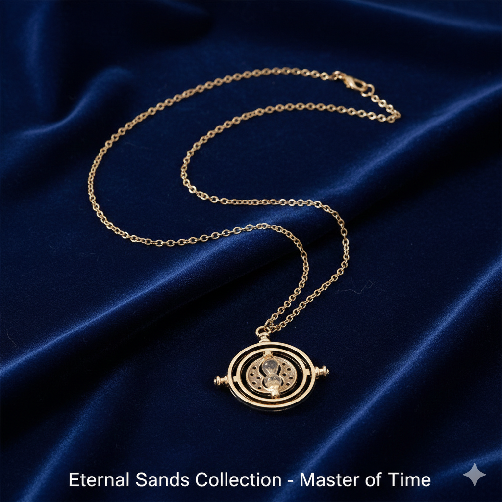 Retro Rotating Hourglass Necklace - 360° Spinning Time Converter Prop for Magic Fans & Cosplay Gift