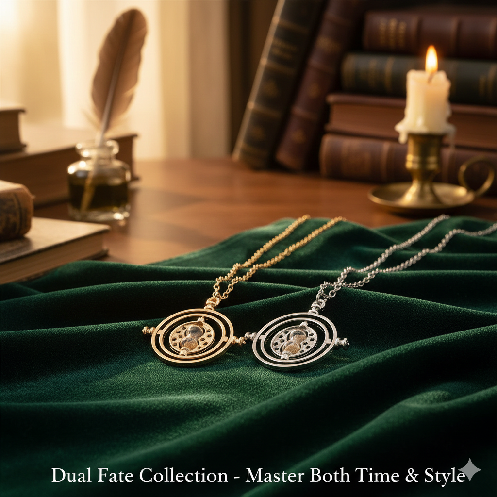 Retro Rotating Hourglass Necklace - 360° Spinning Time Converter Prop for Magic Fans & Cosplay Gift
